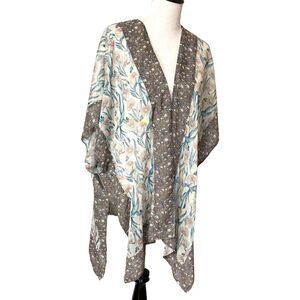 Simply Noelle Sheer Floral Flowing Kimono Shawl Cover Up Boho One Size